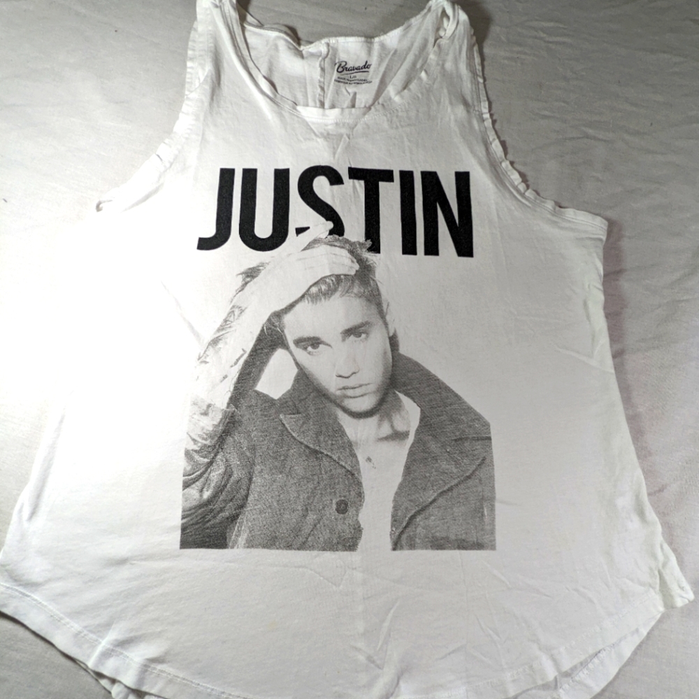 Justin Bieber White Tank Bravado Large